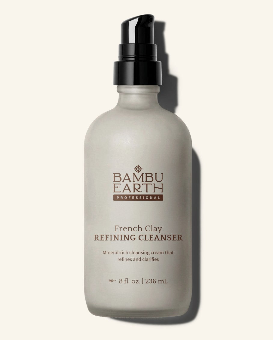 French Clay Refining Cleanser in a frosted glass pump bottle, 8 fl oz