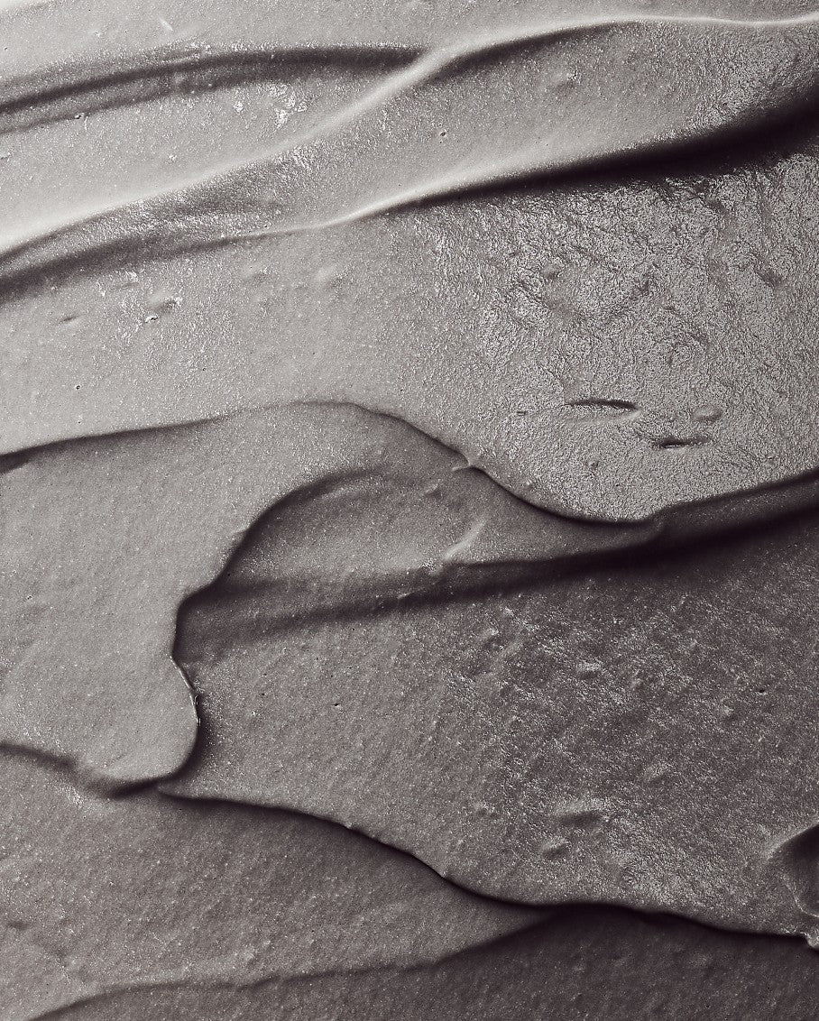 Close-up of the mineral-rich grey cleansing cream texture