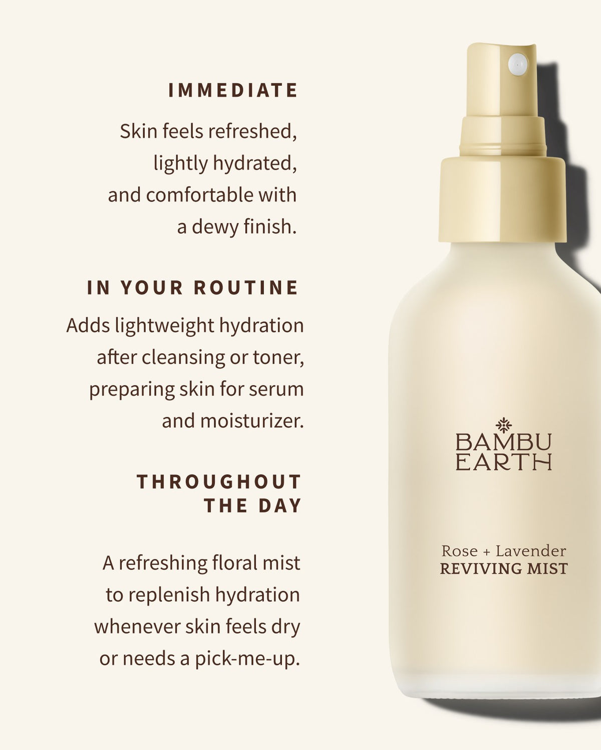 Rose + Lavender Reviving Mist results: immediate, in your routine, throughout the day