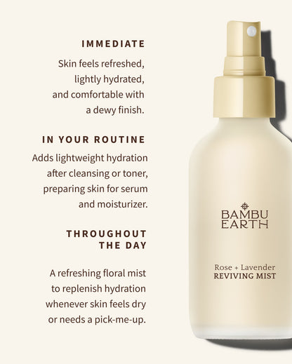 Rose + Lavender Reviving Mist results: immediate, in your routine, throughout the day