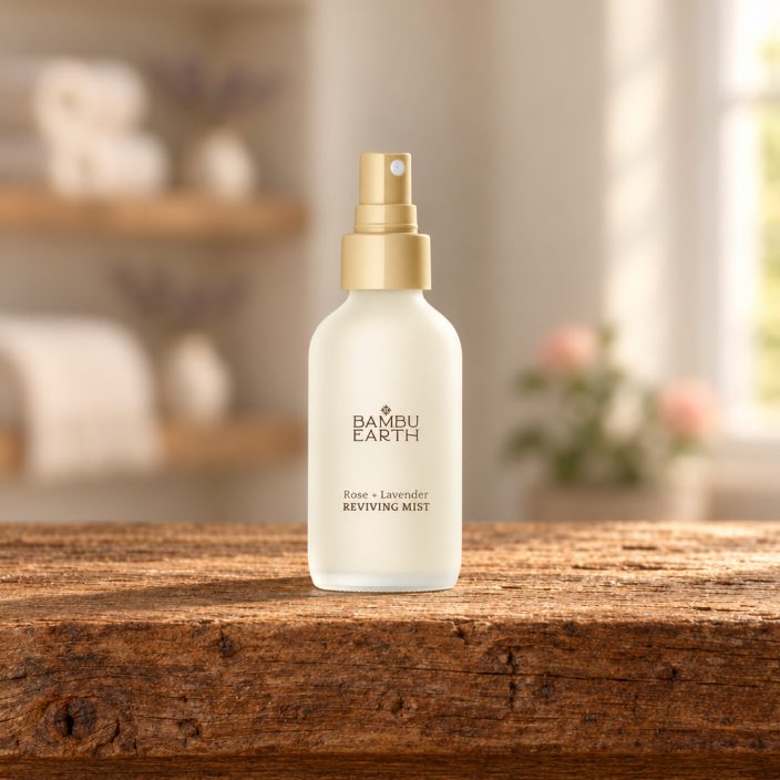 Rose + Lavender Reviving Mist on a treatment-room counter